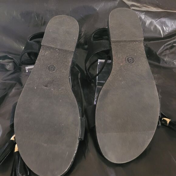 Merona Women’s Black Open Toe Mavis Gladiator Ghillie Laces Sandals Size 8 - Picture 7 of 10